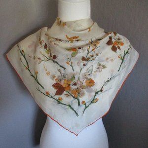 1950s orange wildflowers scarf